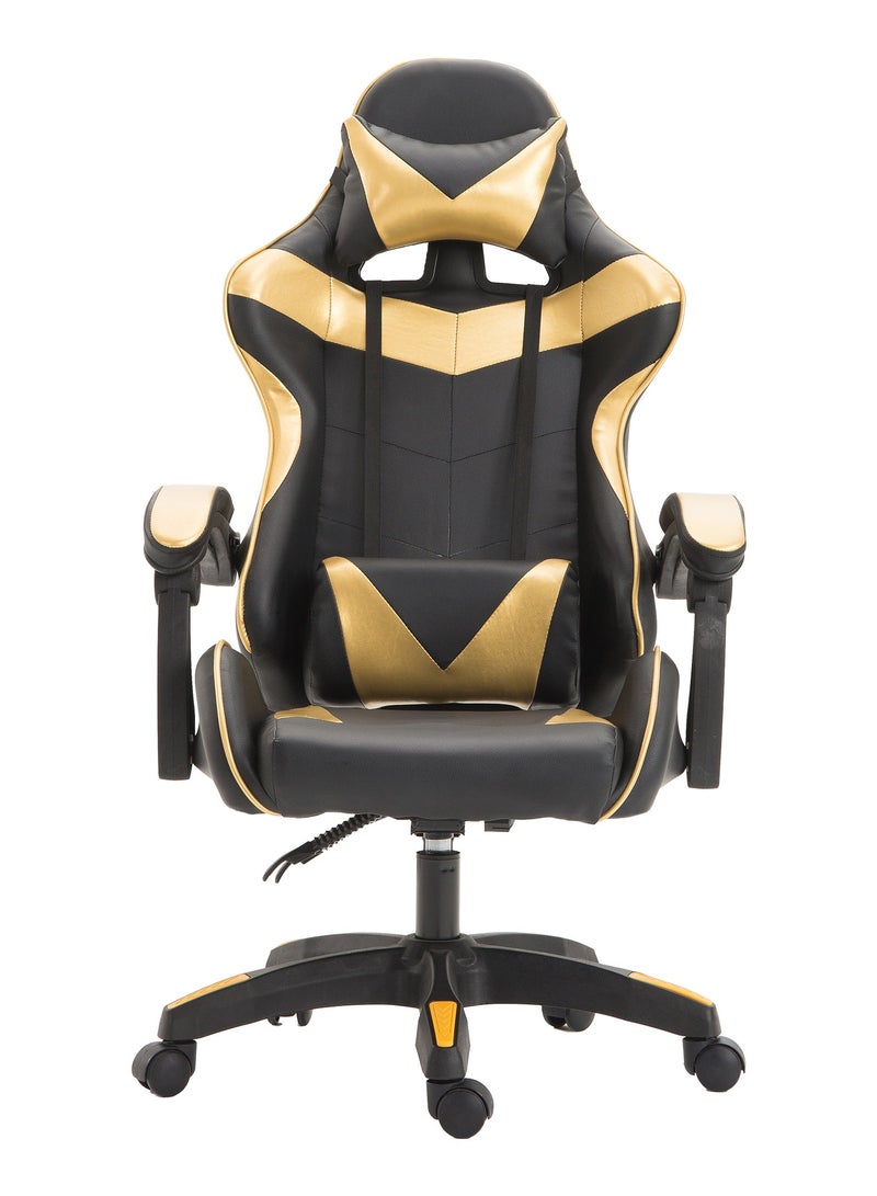 Funz Gaming Chair  Office Chair Ergonomic High Back s Reclining & Height Adjustable Computer Chair with Neck and Lumbar Support Comfortable Chairs Black/Gold  - Image 1