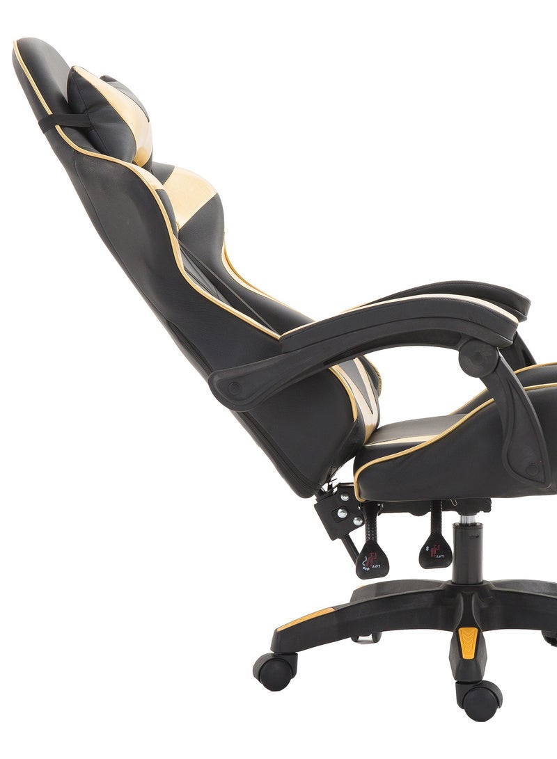 Funz Gaming Chair  Office Chair Ergonomic High Back s Reclining & Height Adjustable Computer Chair with Neck and Lumbar Support Comfortable Chairs Black/Gold  - Image 3