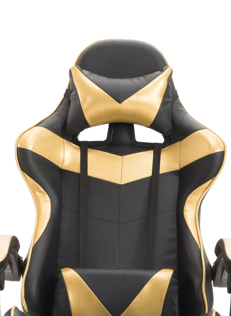 Funz Gaming Chair  Office Chair Ergonomic High Back s Reclining & Height Adjustable Computer Chair with Neck and Lumbar Support Comfortable Chairs Black/Gold  - Image 4