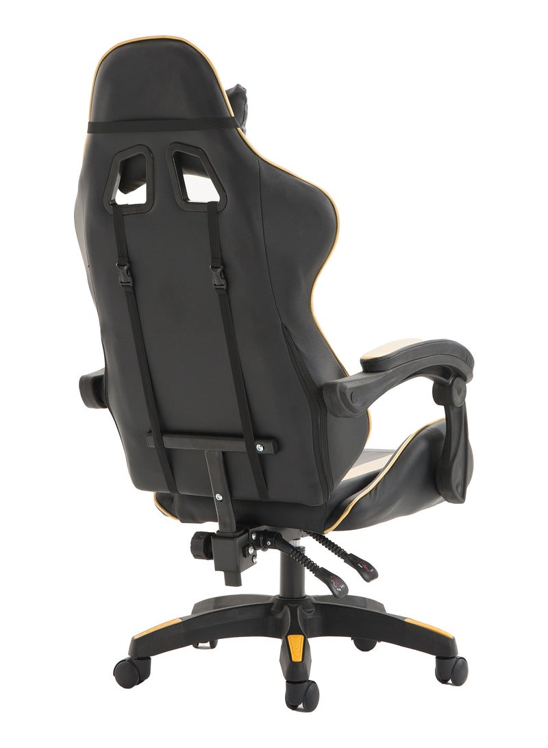 Funz Gaming Chair  Office Chair Ergonomic High Back s Reclining & Height Adjustable Computer Chair with Neck and Lumbar Support Comfortable Chairs Black/Gold  - Image 5