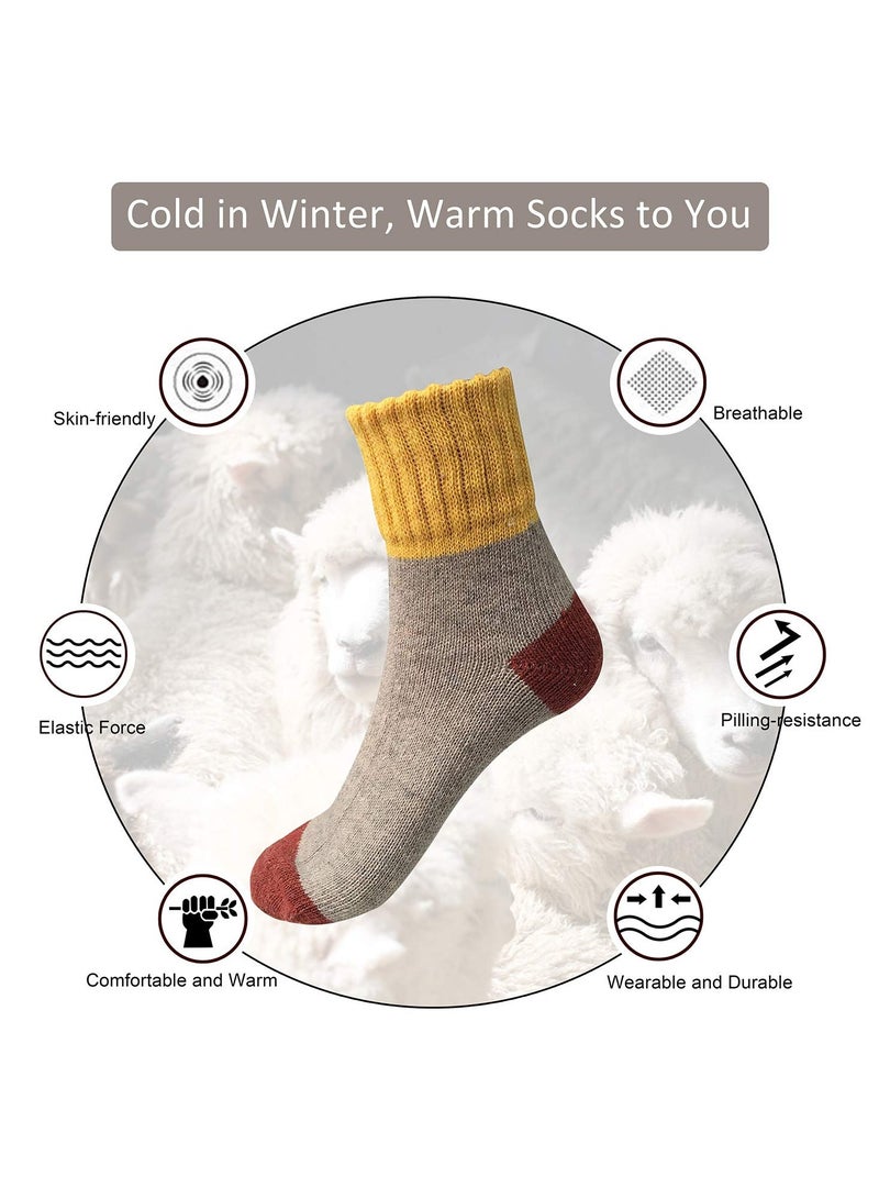 5 Pairs Warm Thick Wool Socks for Women Vintage Casual Crew Gift Idea in Mixed Colors  - Image 4