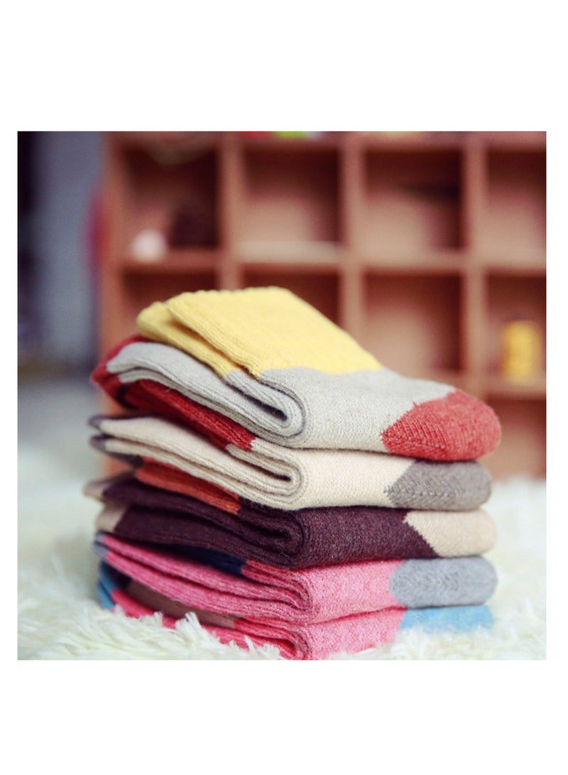 5 Pairs Warm Thick Wool Socks for Women Vintage Casual Crew Gift Idea in Mixed Colors  - Image 3