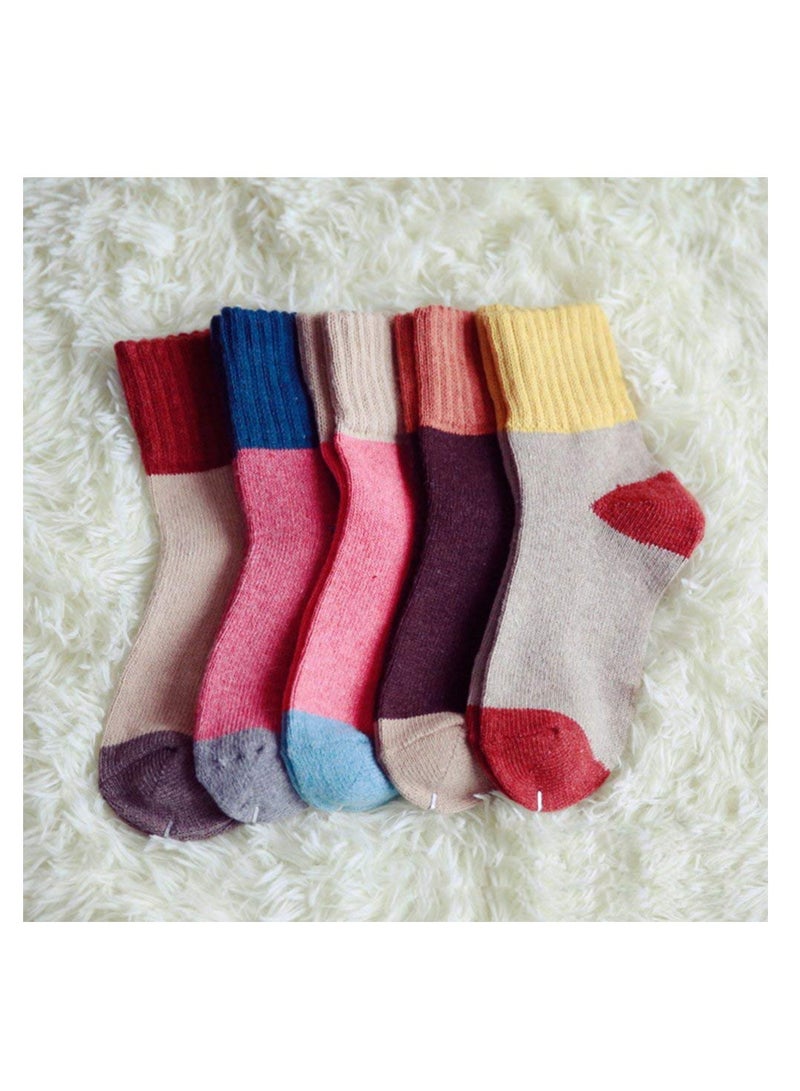 5 Pairs Warm Thick Wool Socks for Women Vintage Casual Crew Gift Idea in Mixed Colors  - Image 2