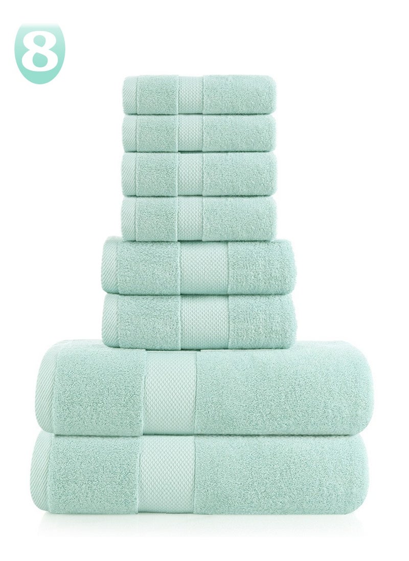 joyzzz - 8 Pieces Bath Towel Set, 2 Large Bath Towels 2 Hand Towels 4 Square Towel Cotton Super Absorbent Bathroom Towels(Light Green) - Image 1