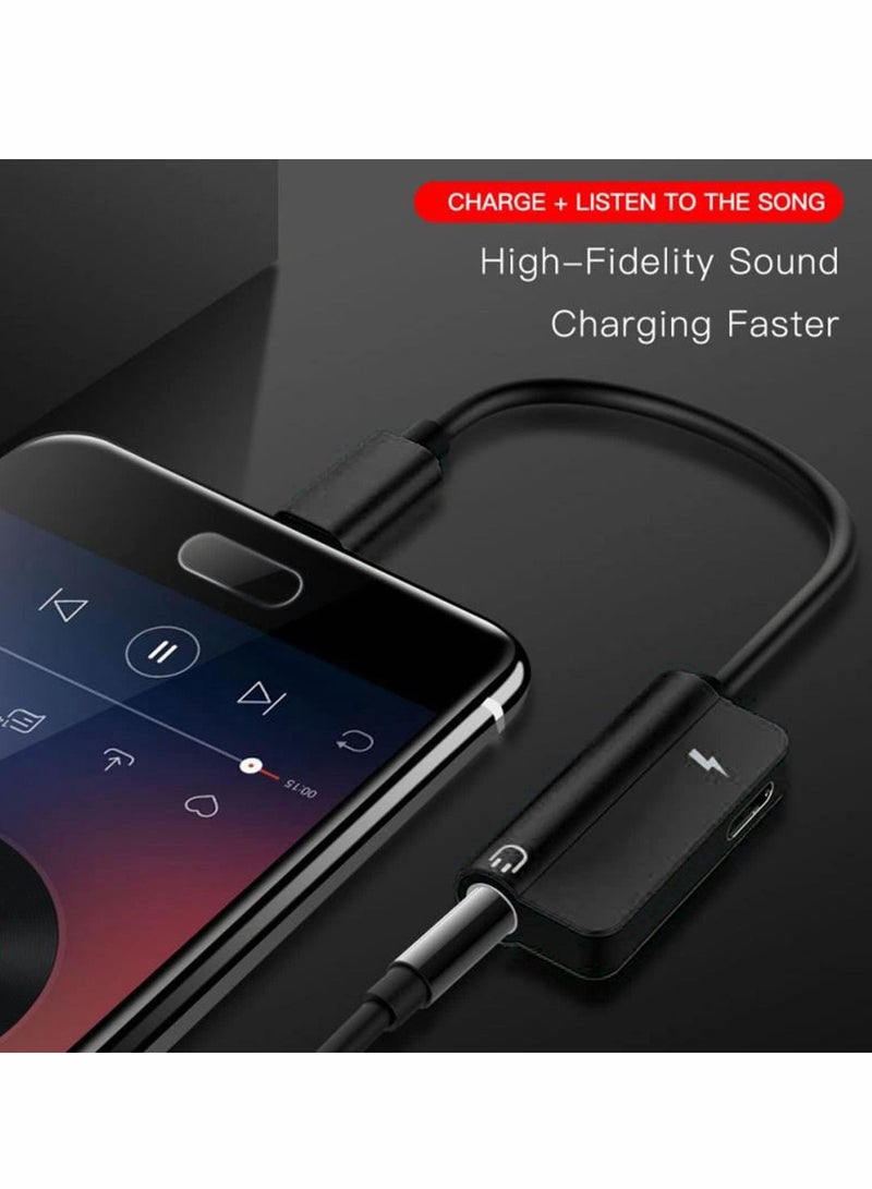 Excefore USB c to 3.5mm Headphone and Charger Adapter, USB C to Aux Audio Dongle Cable Cord Adapter Charger USB-C (Black, One Size) 2 Pc - Image 3