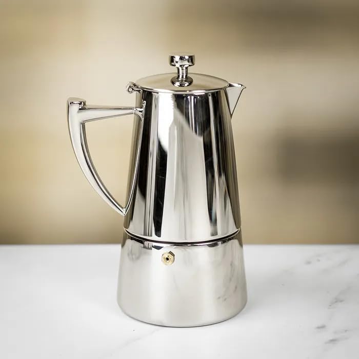 جهاز تحضير القهوة من نوع موكا إسبريسو من Cuisinox Roma، مصنوع من الفولاذ المقاوم للصدأ، سعة 6 أكواب