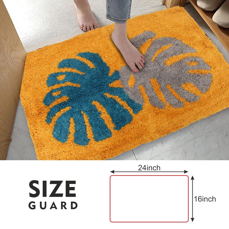 AAZEEM Abstract Cotton Rectangular Door Mat - 16"X24"|Yellow Color| - Image 3