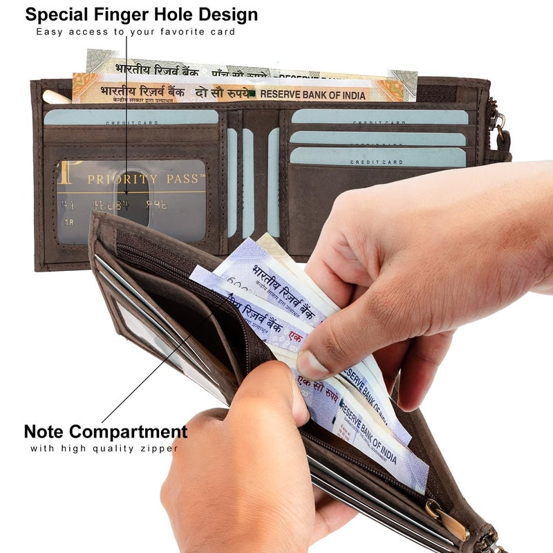 Rigohill Doger Coffee Brown Mens Leather Wallet | Leather Wallet for Men | RFID Mens Wallet - Image 5