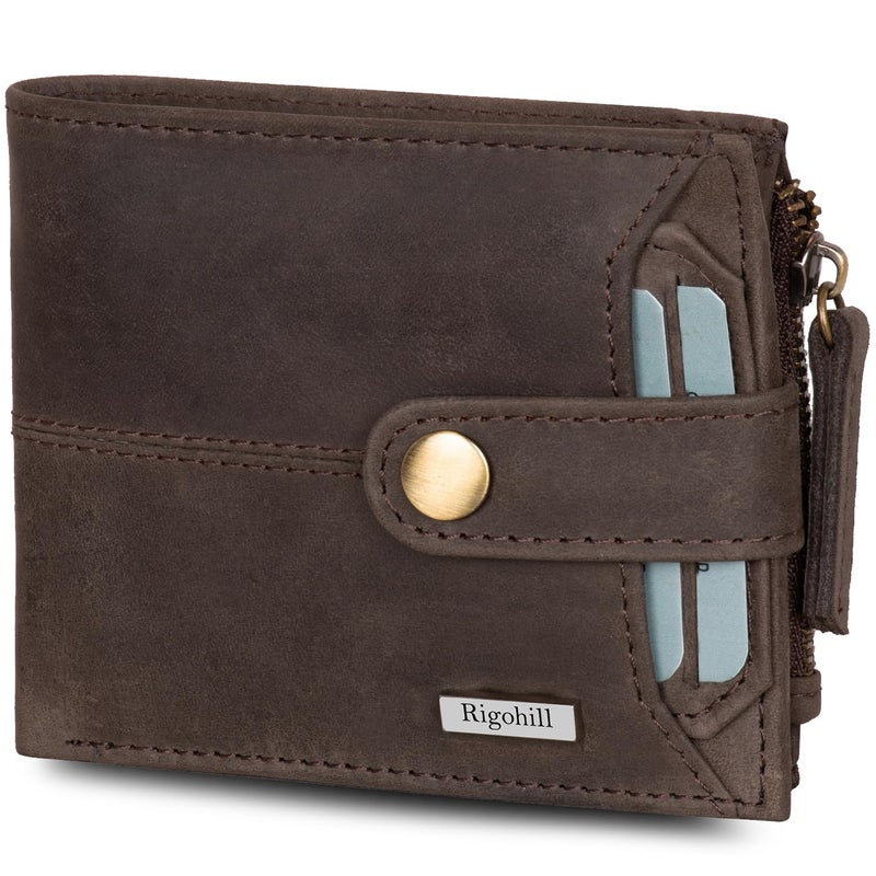 Rigohill Doger Coffee Brown Mens Leather Wallet | Leather Wallet for Men | RFID Mens Wallet - Image 1
