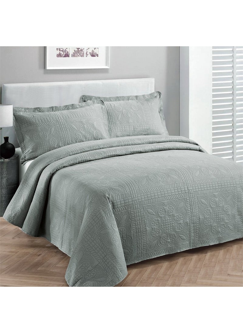 Fancy Linen Fancy Collection Luxury Bedspread Coverlet Embossed Bed Cover Solid Grey New Over Size 118x106 KingCalifornia King 