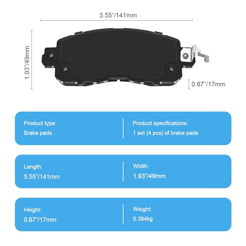 HYFTJYZ Ceramic Front Brake Pads Set Compatible with 2013 Nissan Altima Base/SL/SV,2014-2020 Nissan Altima,2014-2015/2016-2017 Nissan Leaf,Automotive Replacement Brake Pads Front,Reliable Braking Power - Image 4