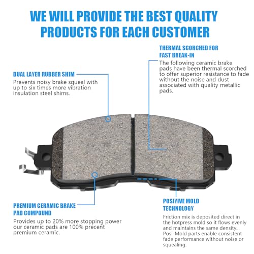 HYFTJYZ Ceramic Front Brake Pads Set Compatible with 2013 Nissan Altima Base/SL/SV,2014-2020 Nissan Altima,2014-2015/2016-2017 Nissan Leaf,Automotive Replacement Brake Pads Front,Reliable Braking Power - Image 2