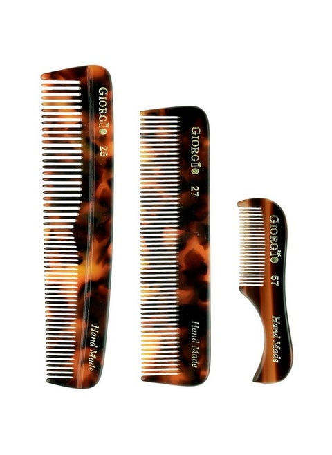 Iorgio Beard Combs Set Handmade Beard Comb Kit For Everyday Beard And Mustache Grooming Includes Fine And Wide Tooth Pocket Dresser Comb + Fine Tooth Straightening Comb + Fine Teeth Mustache Comb