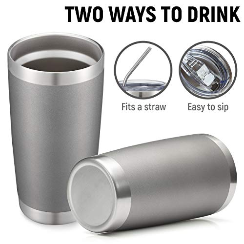 COMOOO 20oz Double Wall Vacuum Insulated Travel Mug, Stainless Steel Tumbler with Lid, Durable Powder Coated Insulated Coffee Cup for Cold & Hot Drinks (Cold Grey, 1 Pack) - Image 5