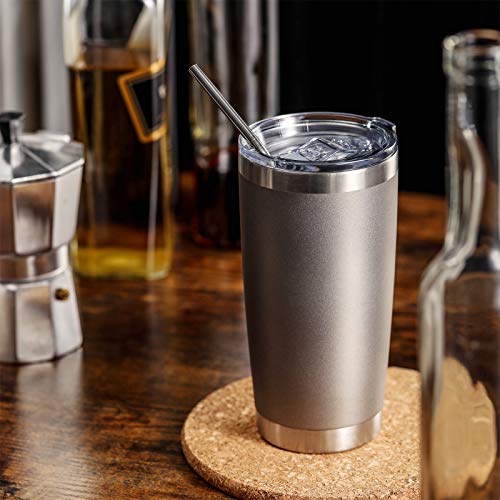 COMOOO 20oz Double Wall Vacuum Insulated Travel Mug, Stainless Steel Tumbler with Lid, Durable Powder Coated Insulated Coffee Cup for Cold & Hot Drinks (Cold Grey, 1 Pack) - Image 3
