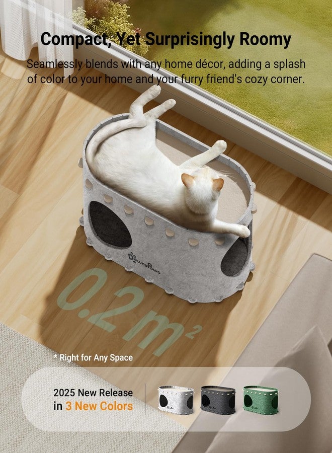 DownyPaws Cat House for Indoor Cats, Cat Bed Cave for Multiple & Large Cats Up to 22 Lbs, Scratch Resistant Peekaboo Cat Caves, Foldable Tunnel Enclosed Bed, PeekaPurr, Marble - Image 3