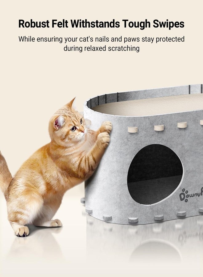 DownyPaws Cat House for Indoor Cats, Cat Bed Cave for Multiple & Large Cats Up to 22 Lbs, Scratch Resistant Peekaboo Cat Caves, Foldable Tunnel Enclosed Bed, PeekaPurr, Marble - Image 5