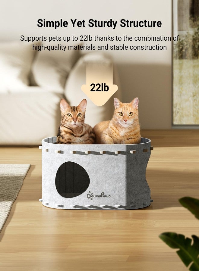 DownyPaws Cat House for Indoor Cats, Cat Bed Cave for Multiple & Large Cats Up to 22 Lbs, Scratch Resistant Peekaboo Cat Caves, Foldable Tunnel Enclosed Bed, PeekaPurr, Marble - Image 4