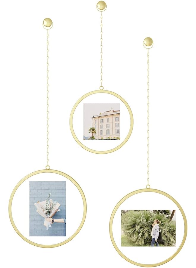 UMBRA Fotochain 4x4 and 4x6 Picture Frame and Wall Decor Set for Photos, Matte Brass - Image 1