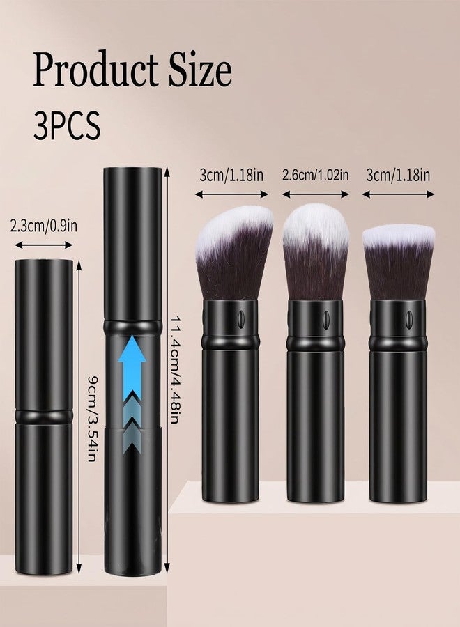 Azefnuhk 3 PCS Retractable Makeup Brush Kabuki Travel Foundation Brush Set - Image 2