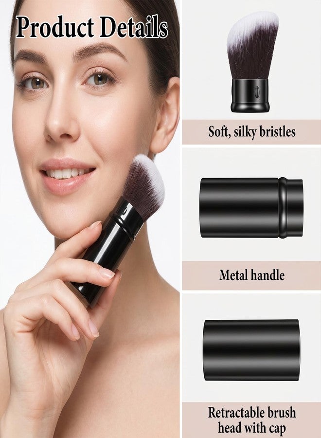 Azefnuhk 3 PCS Retractable Makeup Brush Kabuki Travel Foundation Brush Set - Image 3