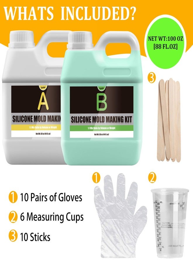 Vividye Silicone Molds Making Kit 100oz, Super Elastic 15A Silicone Rubber for DIY Mold Making, Silicone 1:1 Mixing Ratio Fast Curing Green Silicone Mold Kit for Casting Resin Molds/Candle Molds/Soap Molds - Image 2
