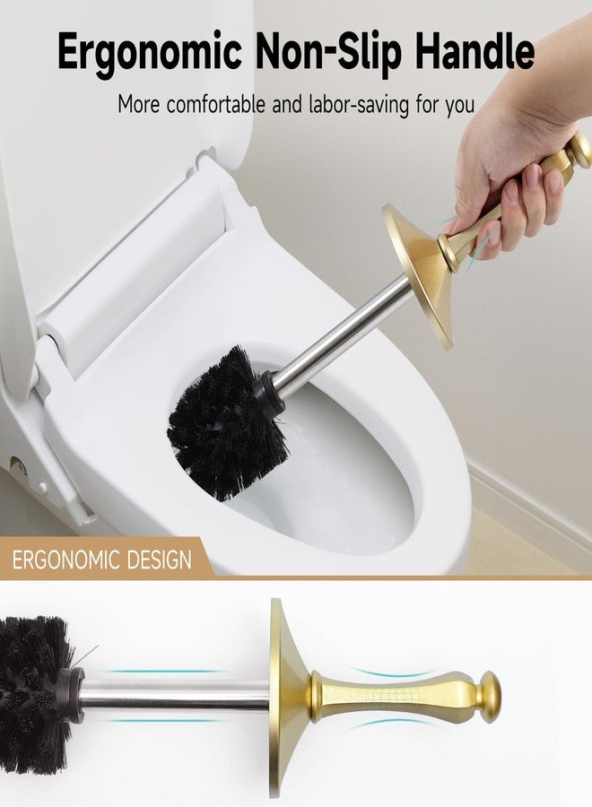 UNCONSIL Gold Toilet Brush and Holder，Extra Long Handled Toilet Brush for Bathroom，Stainless Steel Heavy Duty Toilet Bowl Brush,Deep Cleaning Modern Toilet Cleaner Brush -Space Saving, Covered Brush, Durable - Image 3