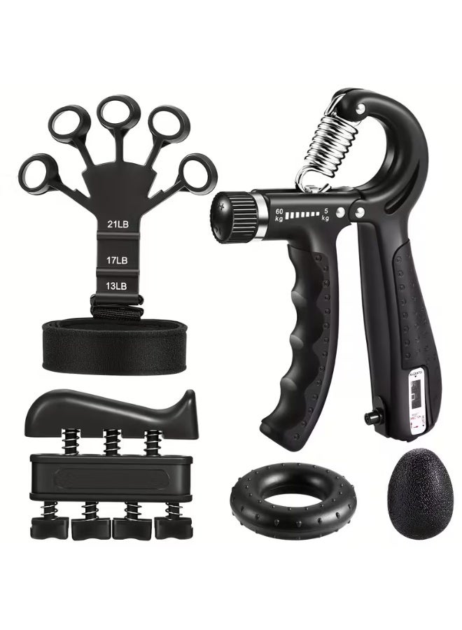 5-in-1 Hand Grip Strength Training Set – Includes Hand Grip Strengthener, Finger Exerciser, Hand Extensor, Grip Ball & Forearm Ring – Build Hand & Arm Muscles (Color May Vary) - Image 1