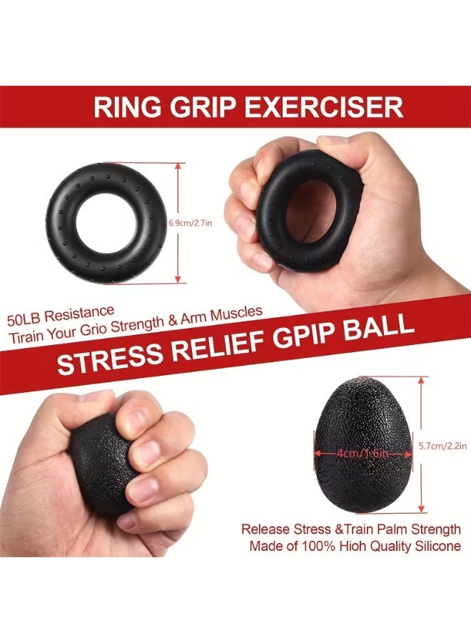 5-in-1 Hand Grip Strength Training Set – Includes Hand Grip Strengthener, Finger Exerciser, Hand Extensor, Grip Ball & Forearm Ring – Build Hand & Arm Muscles (Color May Vary) - Image 4