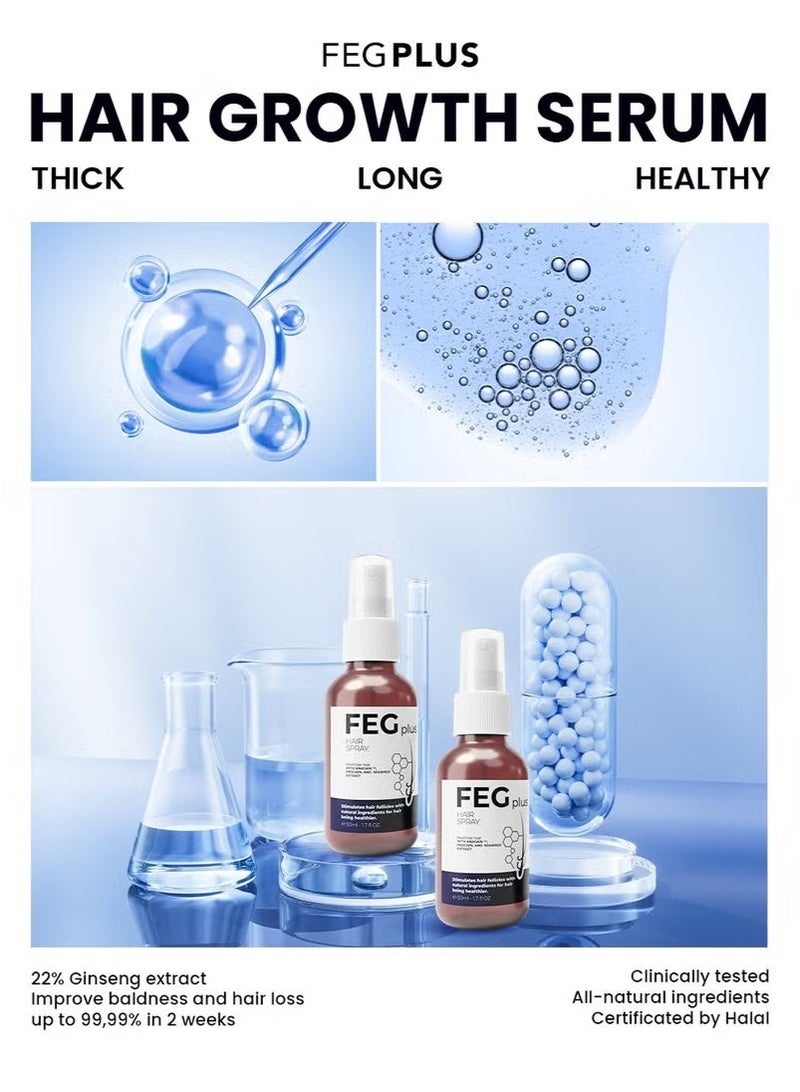 FEG Hair Growth Serum - 22% Seaweed Extract For Hair Loss Control & Hair Growth In Men & Women, Boost Thicker Beard & Hair Growth, Improve Baldness | The best hair serum 50ml - Image 2