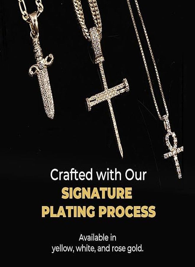 GLD Gold-Plated Cross Pendant for Men and Women - Minimalist Plain - Designed in Miami - Built to Last - Rope Cross Pendant - White Gold - Image 3