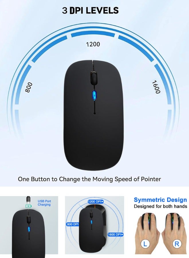 Wireless Bluetooth Silent Mouse Rechargeable LED Silent Slim Laptop Mouse Portable BT5.2 and USB Receiver Dual Mode Computer Mouse for Laptop ipad Tablet,Apple Desktop Mac  - Image 4