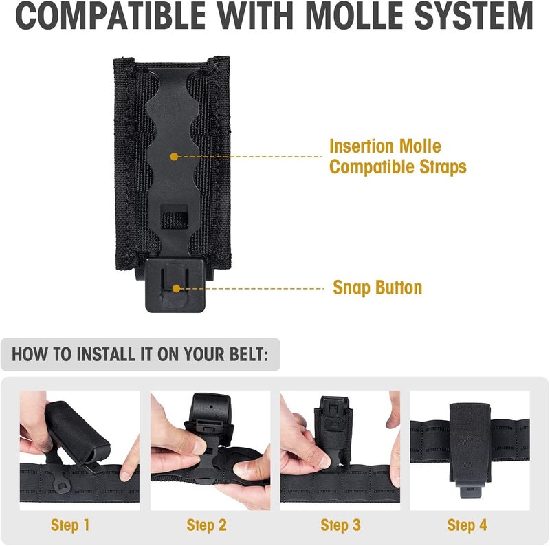 VISMIX Pistol Magazine Pouch, Double 9mm Mag Pouch with Quick Release Kydex Insert and MOLLE Compatible - Image 4