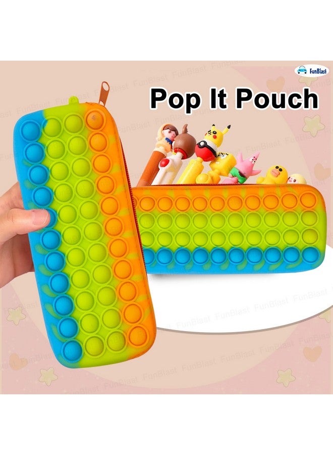 FunBlast FunBlast Silicone Pop It Pouches For Girls, Pencil Case Pop It Toy, Pop It Stationery Kit - Pack Of 1, Pop Bubble Stationery Storage Bag - (Green Pouch)  - Image 4