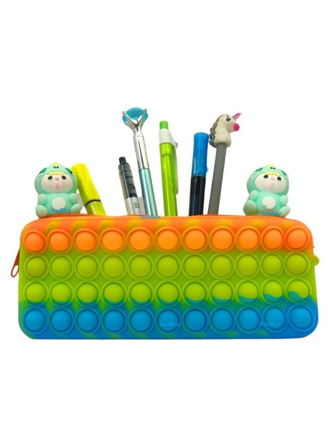 FunBlast FunBlast Silicone Pop It Pouches For Girls, Pencil Case Pop It Toy, Pop It Stationery Kit - Pack Of 1, Pop Bubble Stationery Storage Bag - (Green Pouch)  - Image 1
