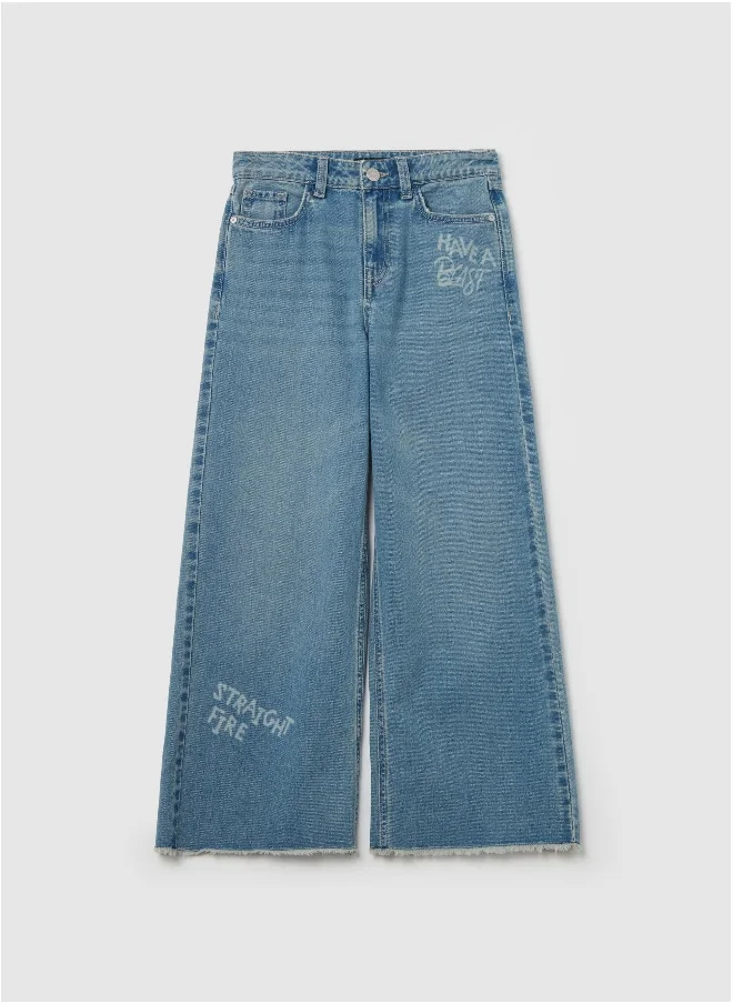 او في اس Wide-leg jeans with lettering print