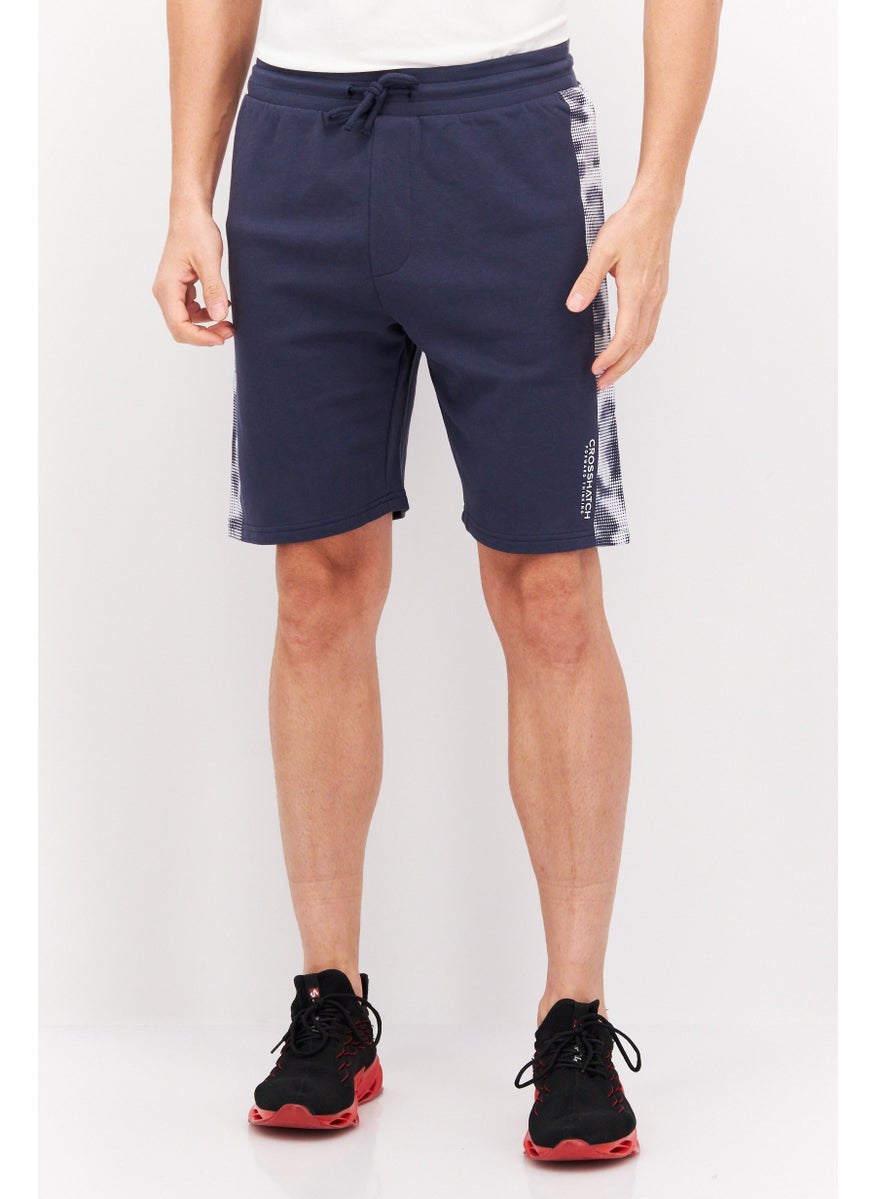 CROSSHATCH Men Drawstring Brand Logo Basic Short, Navy  - Image 1