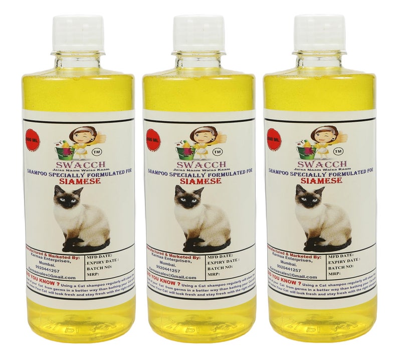 SWACCH Shampoo Specially Formulated for Siamese (500ML) (Pack of 3) Lemon - Image 1