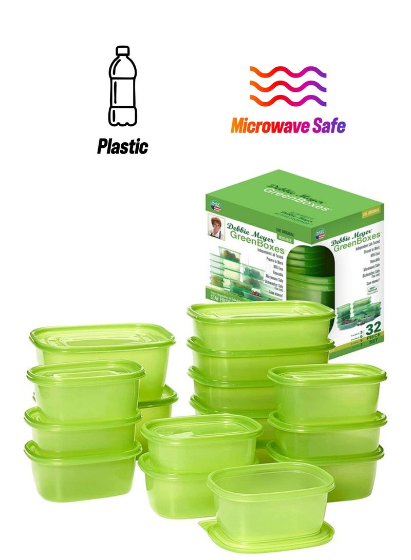 Debbie Meyer Greenboxes 32 Piece Set Keeps Fruits Vegetables Baked Goods And Snacks Fresh Longer Reusable Bpa Free Microwave And Dishwasher Safe Made In Usa - Image 1