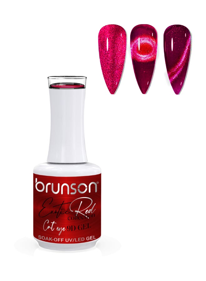 brunson Universal Cat Eye Gel Nail Polish Exotic Red 9D Magnetic Nail Polish Glitter Shimmer with Magnetic Soak Off  UV LED Gel Polish Nail Art paint  BER9D15 - Image 1