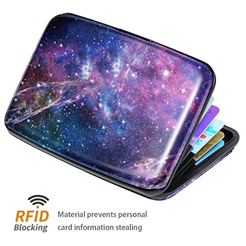 Coco Rossi Mini Credit Card Holder for Women,RFID Blocking Slim Hard Card Case ID Case Travel Wallet Nebula - Image 3