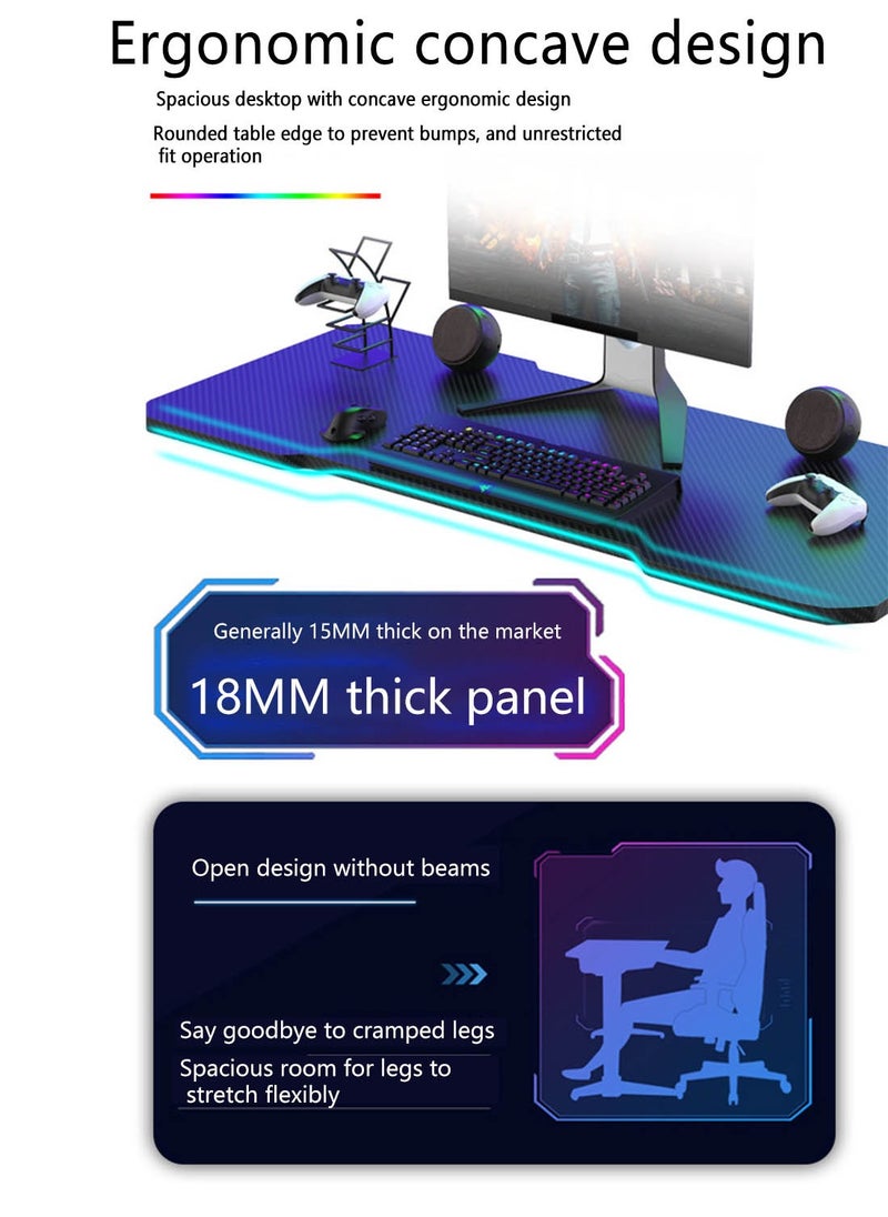 Gamer Computer Lighted Carbon Fiber Surface Home Office Computer Desk