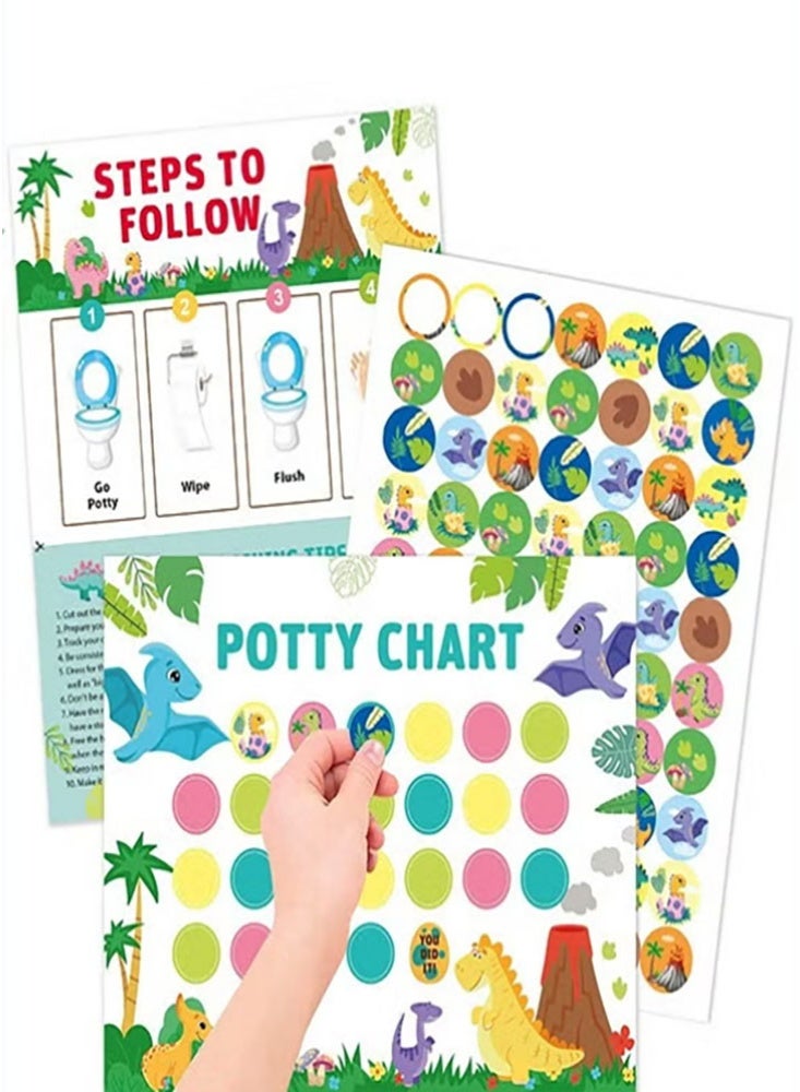 NoorTech Potty Training Chart for Toddler Potty Chart for Boys With Stickers Sticker Chart for Kids Potty Training Reward Sticker Chart for Preschool Boys Girls Kids Dinosaur - Image 1