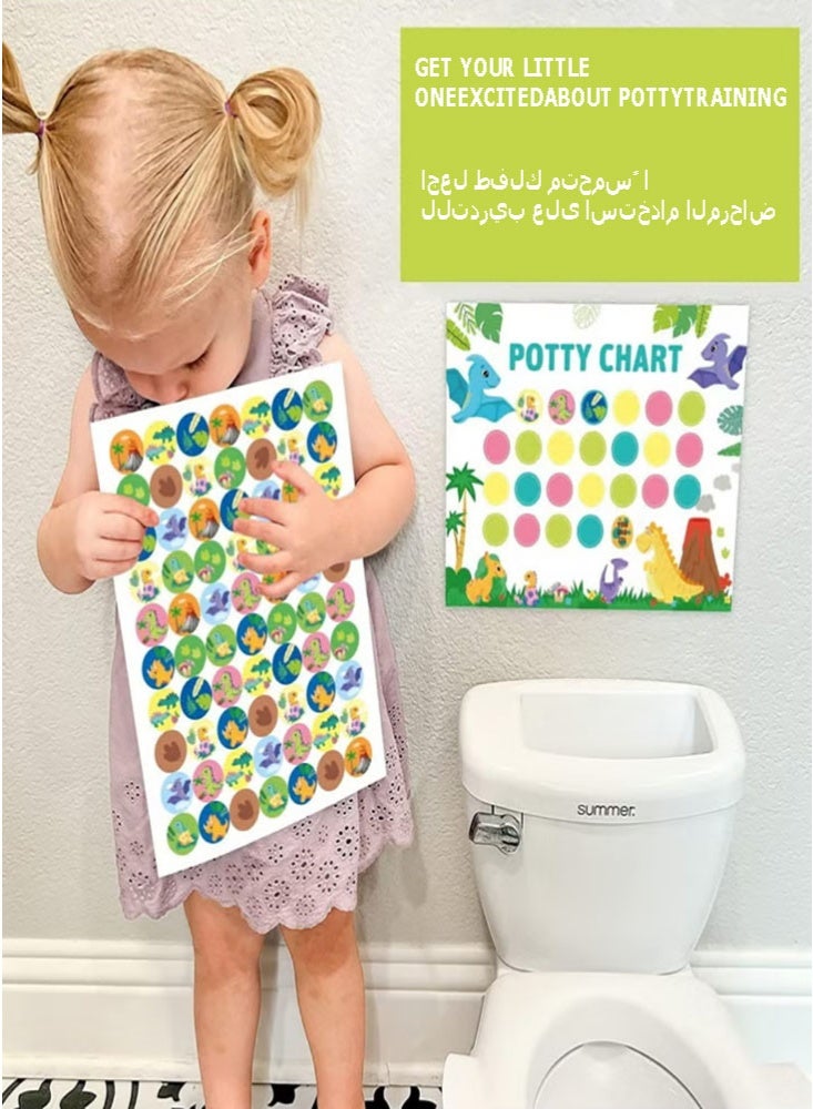 NoorTech Potty Training Chart for Toddler Potty Chart for Boys With Stickers Sticker Chart for Kids Potty Training Reward Sticker Chart for Preschool Boys Girls Kids Dinosaur - Image 4