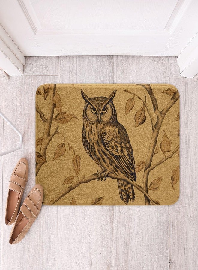 Feelyou سجادة حمام صوفية مانعة للانزلاق بنقشة بومة، مناسبة للحمام، سجادة ماصة للماء بنقشة طيور برية، مقاس 16 × 24 بوصة، سجادة أرضية داخلية من الصوف، سجادة حمام، سجادة ديكور منزلي، سجادة غرفة نوم وغرفة معيشة - Image 3