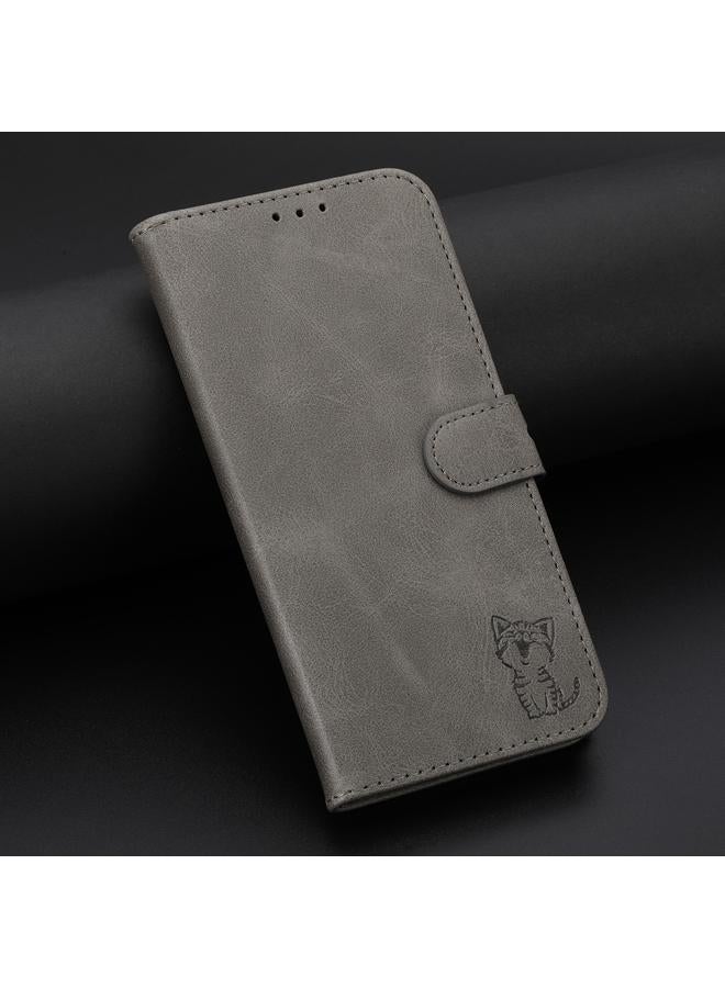 اس-توب جراب لهاتف Samsung Galaxy A06 4G Global من الجلد المنقوش بنمط قطة سعيدة - Image 2