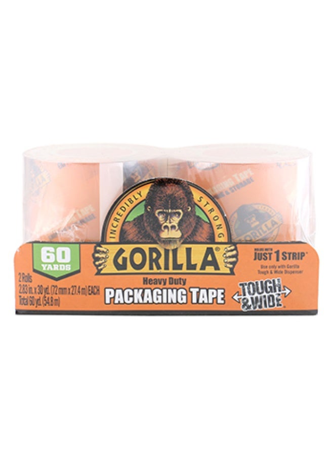 Gorilla شريط تعبئة غوريلا قوي وعريض للتجديد للحركة، الشحن والتخزين، 2.83" × 30 ياردة، 2 لفات - Image 1