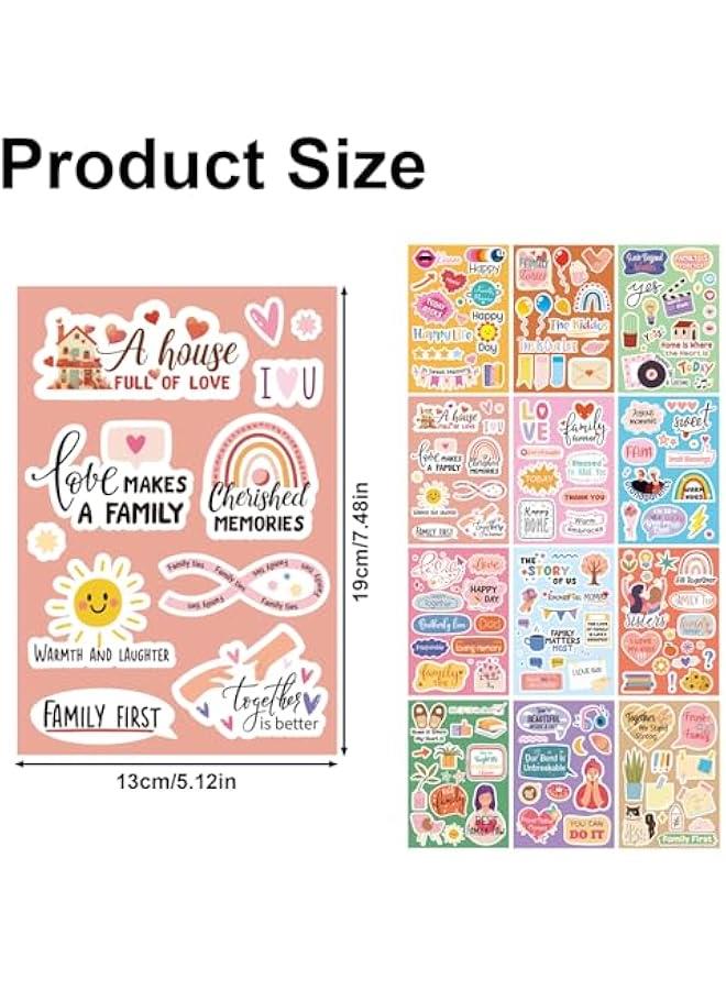 Arabest 12pcs Family Scrapbook Stickers, Planner Journal Stickers Photo Album Embellishment Memory Decals for Family Bonding Cherished Moments Vision Board Party Decor - Image 2