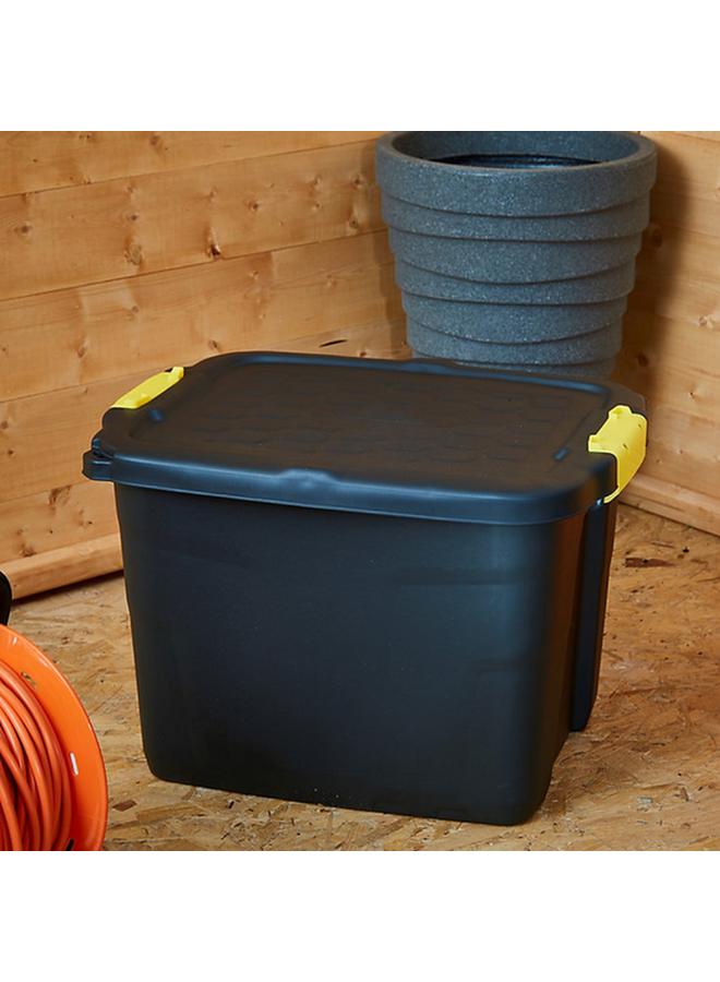 Strata Heavy Duty Stackable Storage Box with Lid Black and Yellow 42 Liter XW443-BLK/YEL-EX - Image 3