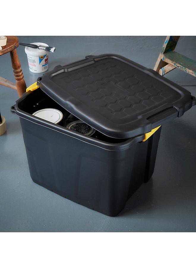 Strata Heavy Duty Stackable Storage Box with Lid Black and Yellow 42 Liter XW443-BLK/YEL-EX - Image 2